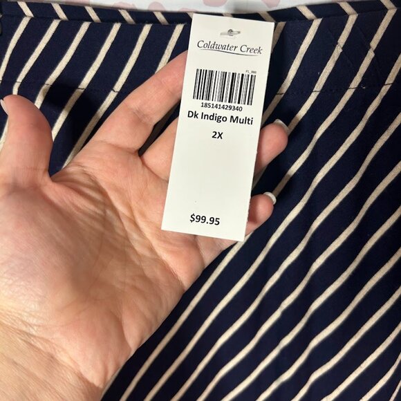 Coldwater Creek 2X Long Modest Striped Navy Skirt XXL Maxi Nautical Fisherman - Picture 4 of 6